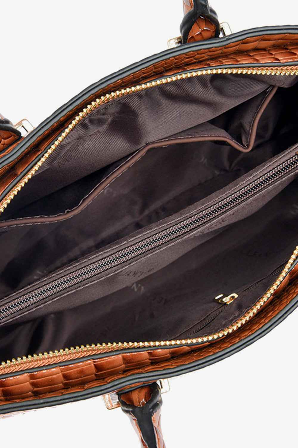 Grand sac en cuir texturé brun foncé