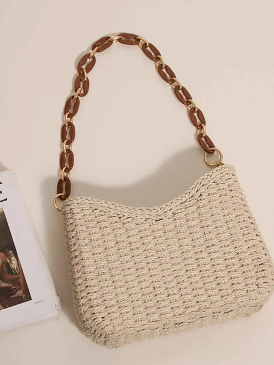 Petit sac à épaule en paille tressée