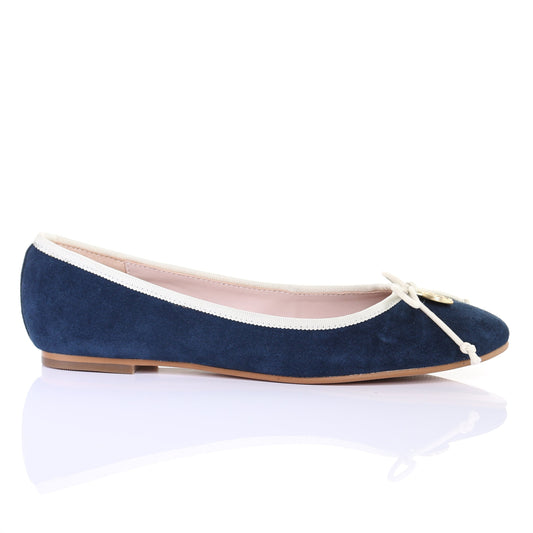 Ballerines en daim avec nœud bleu marine MyParisMonaco
