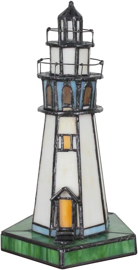 Lampe de table phare en vitrail Tiffany fait main