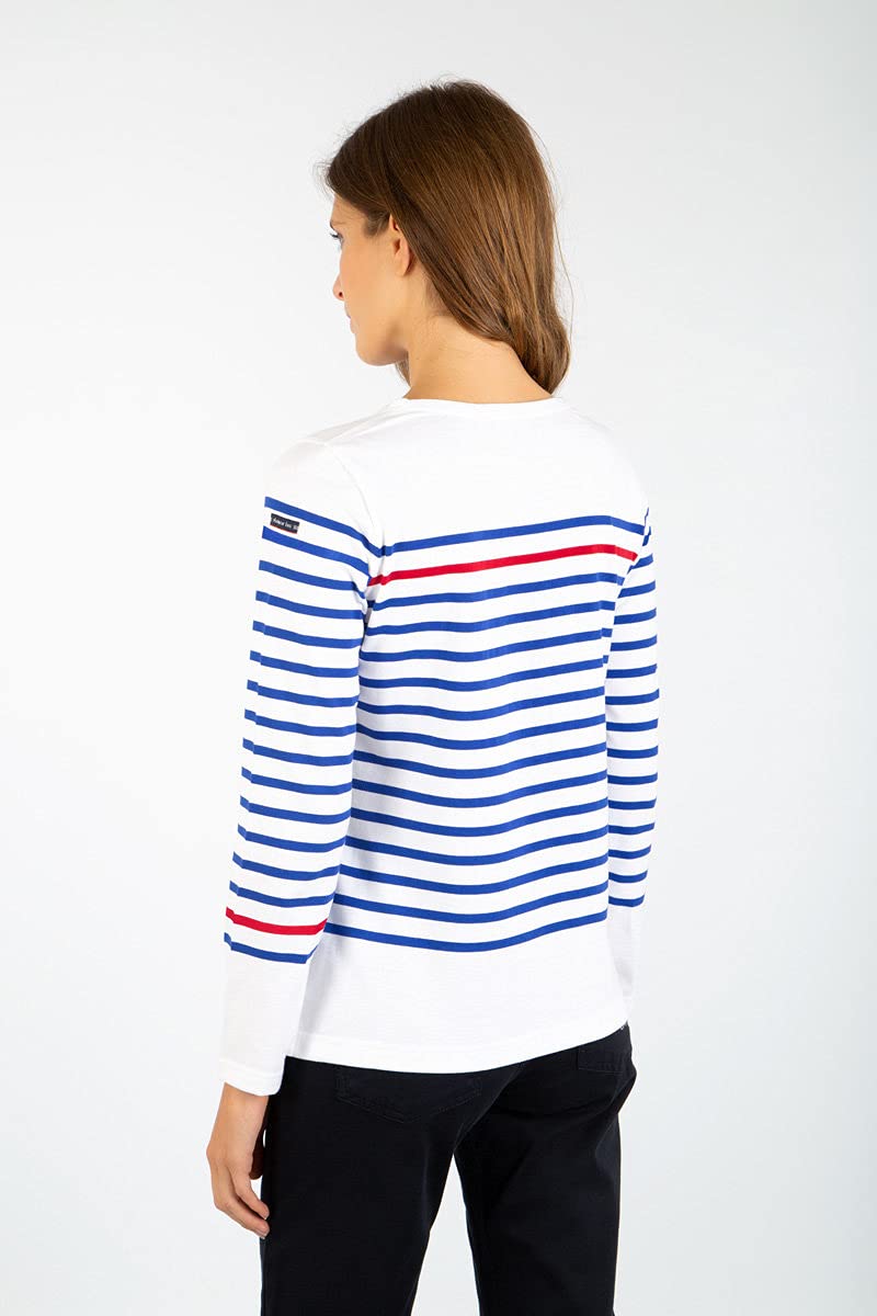 Marinière Armor Lux modèle Rempart femme, jersey de coton lourd col bateau — blanc étoile braise