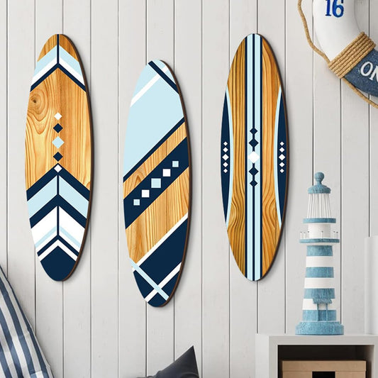 Planches de surf décoratives en bois — lot de 3