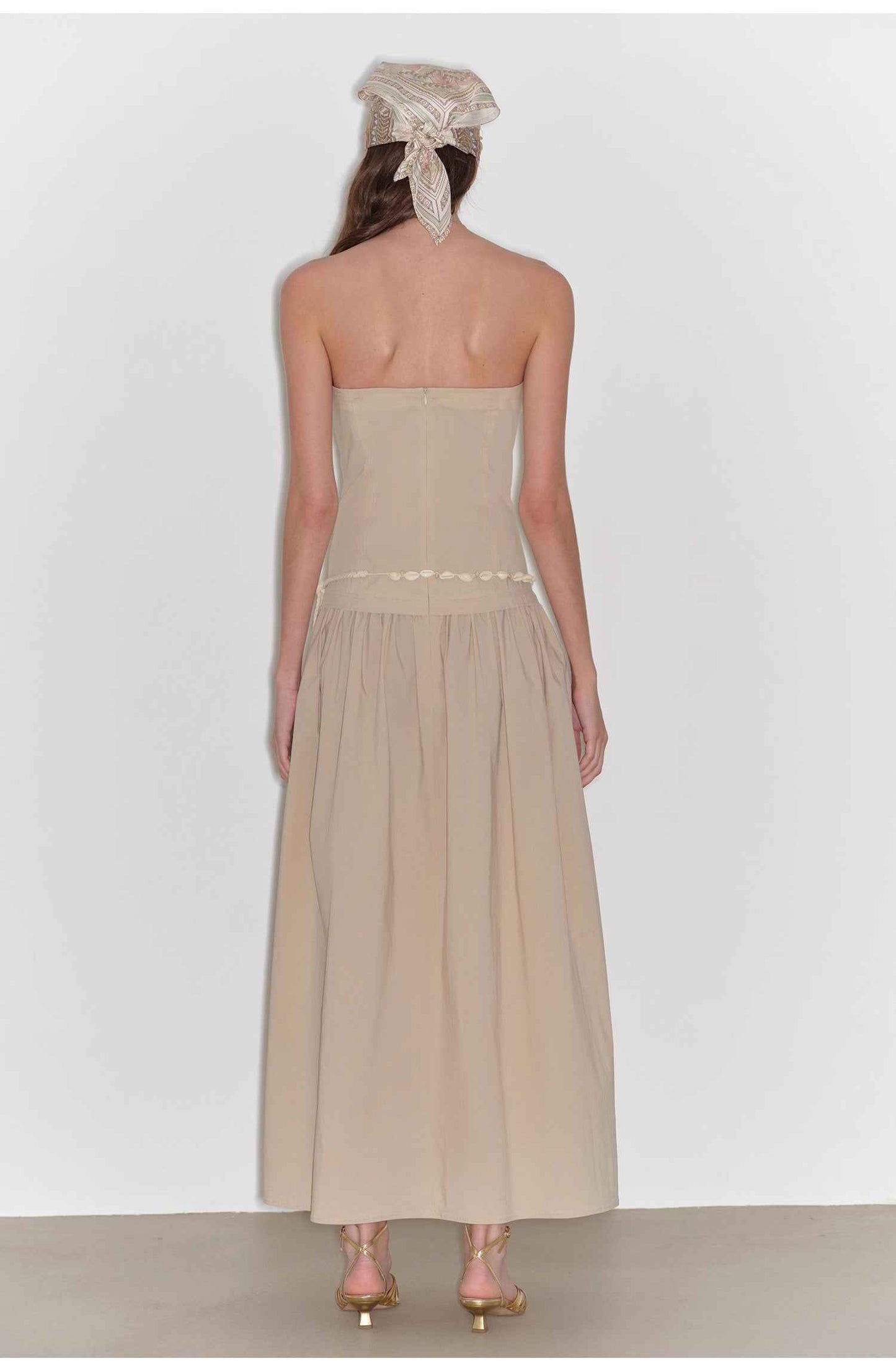 Robe midi trapèze bustier taille haute ajustée - MyParisMonaco