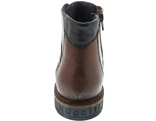 Bottine Bugatti homme cuir véritable cognac