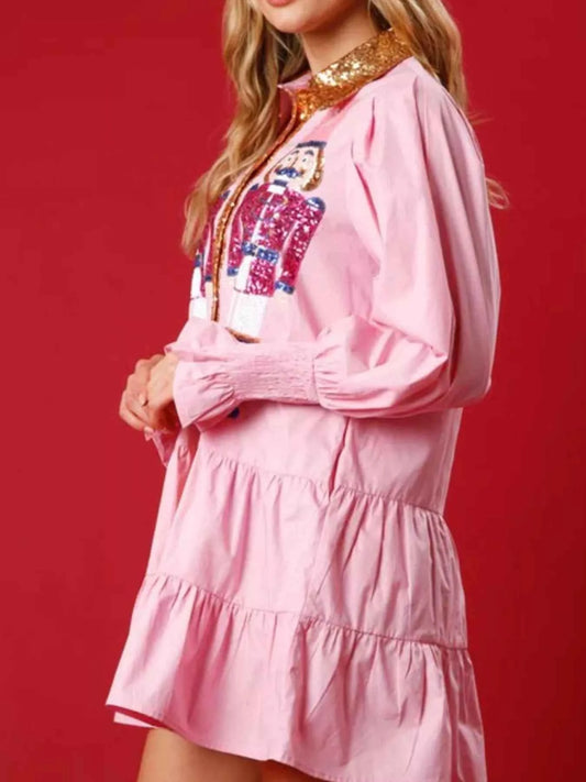 Robe chemise à paillettes étagée
