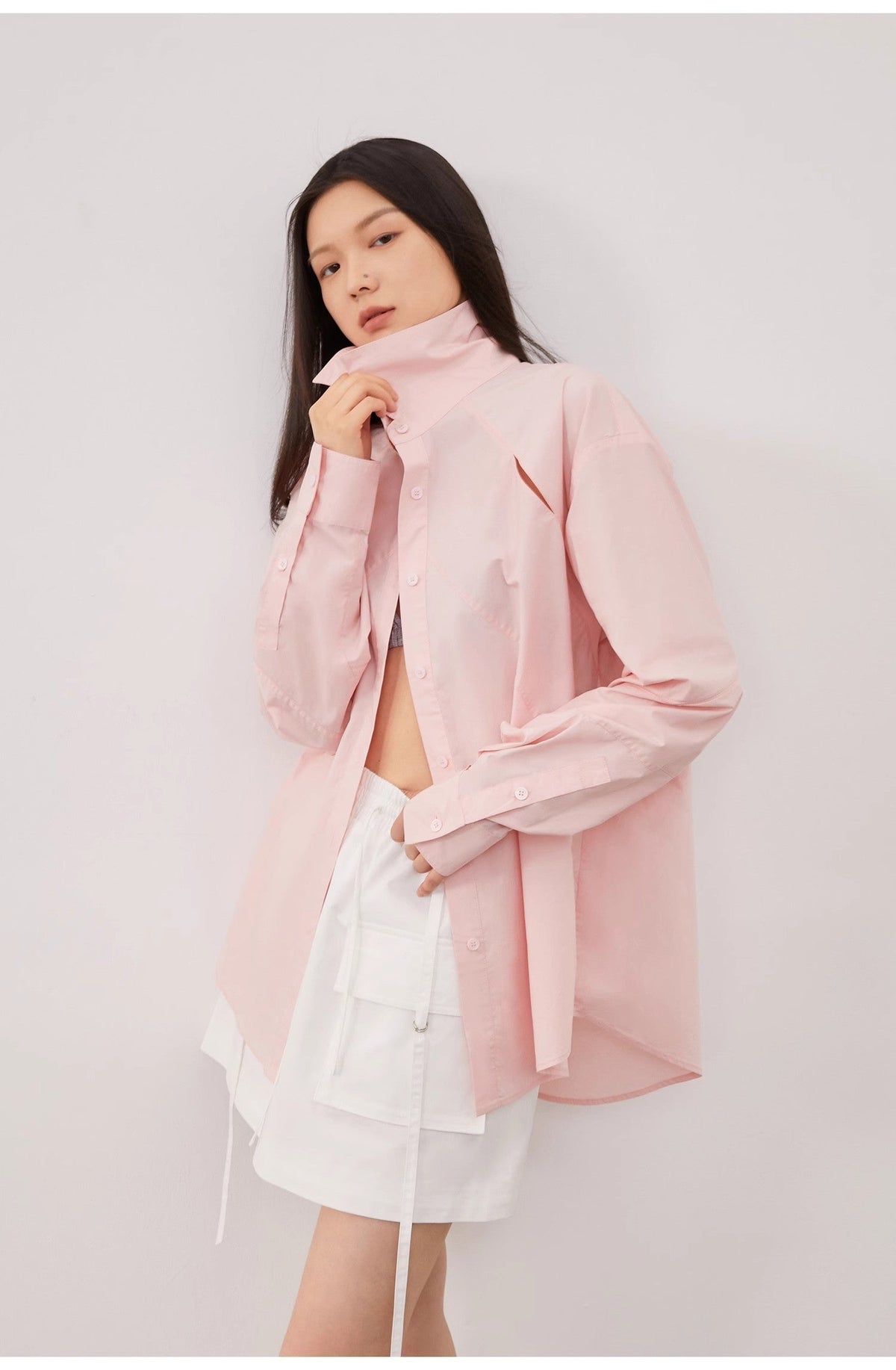 Chemise longue déstructurée en coton peigné MyParisMonaco
