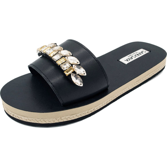 Espadrilles plates imperméables ornées de feuilles dorées