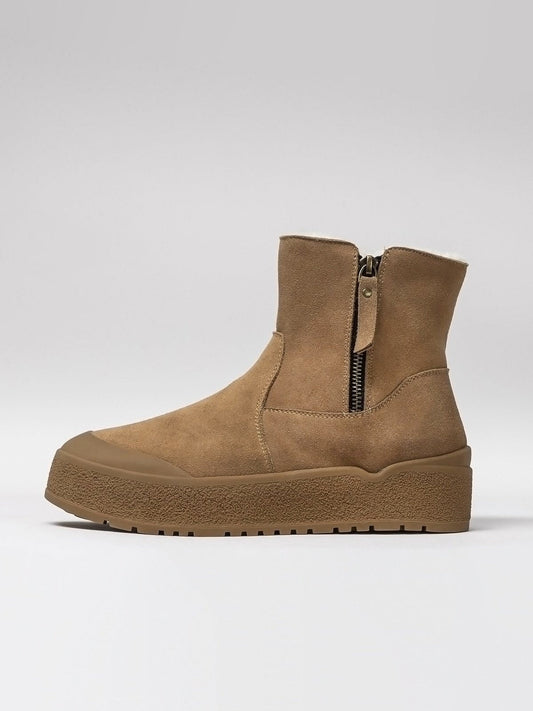 Chaussures femme en daim marron — semelle intérieure laine