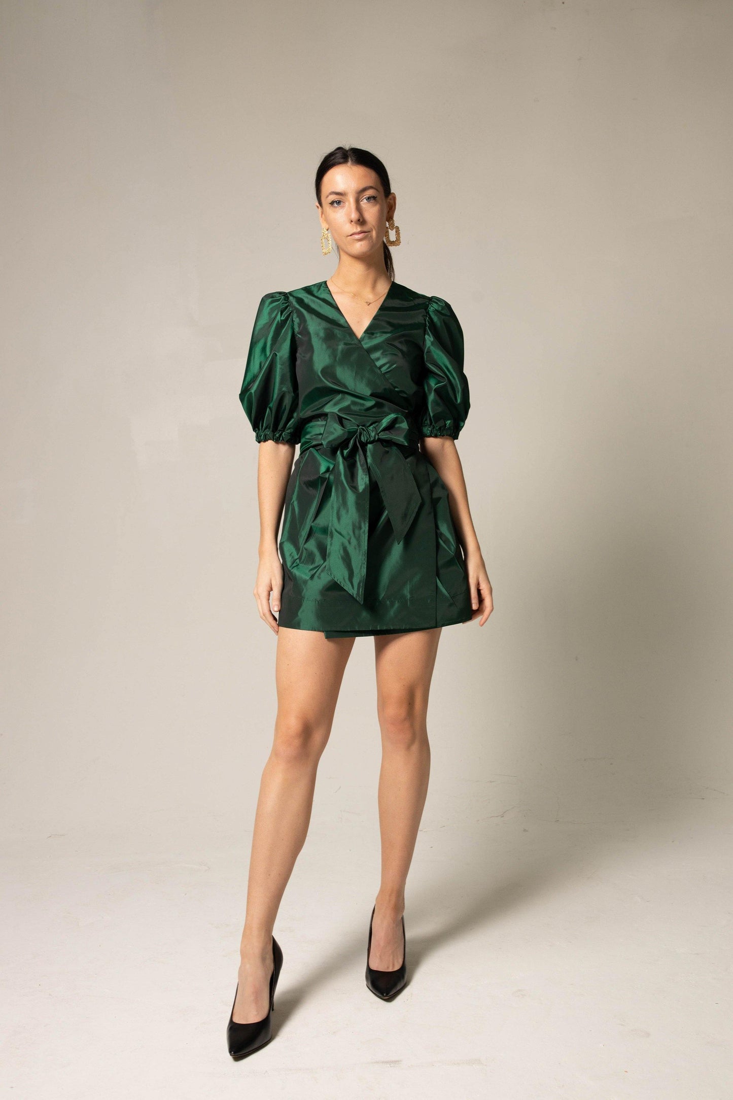 Robe portefeuille verte luxe - MyParisMonaco