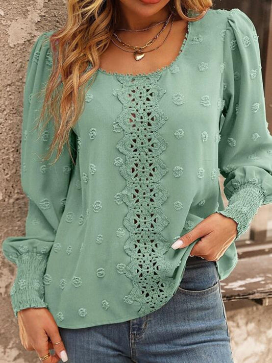 Blouse à manches lanternes à pois suisses MyParisMonaco