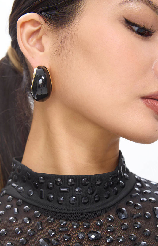 Boucles d'oreilles clip vintage noires et dorées MyParisMonaco