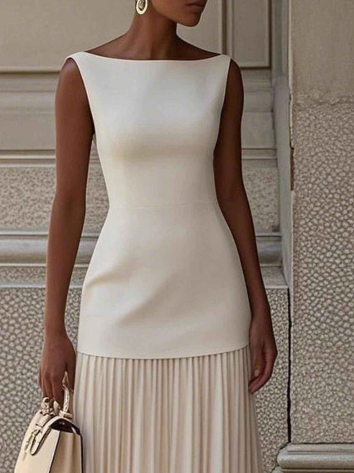 Robe maxi sans manches à plis