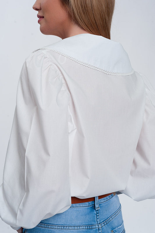 Chemise oversize blanche à col rond MyParisMonaco