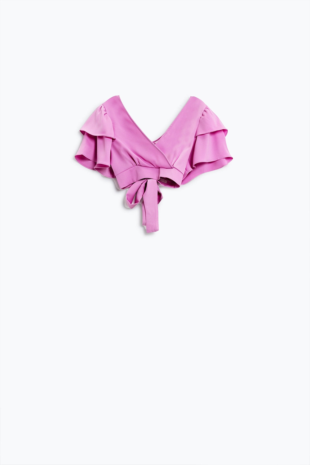 Crop top rose à manches courtes et col V MyParisMonaco