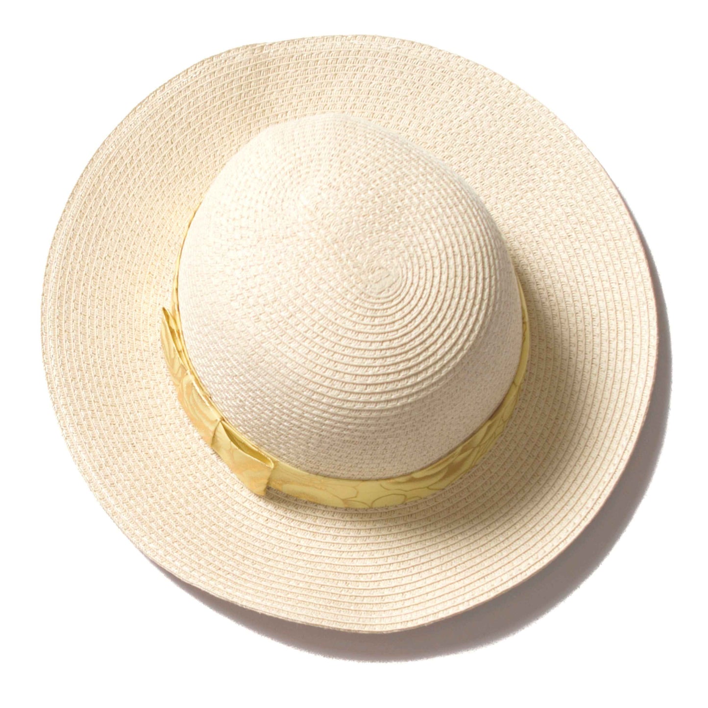 Chapeau de paille naturel avec ruban doré