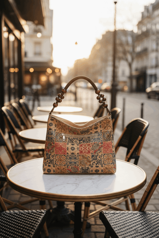 Sac hobo sur terrasse de café parisien