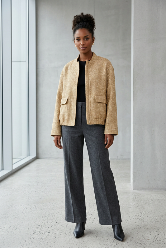 Veste dorée avec pantalon ample anthracite