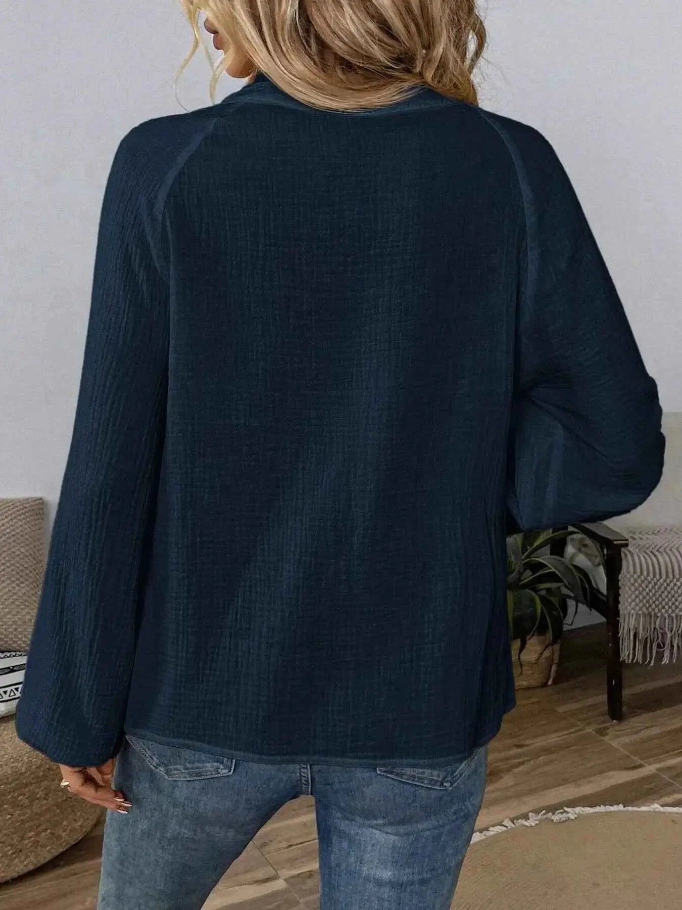 Blouse à motif paisley col cranté manches longues