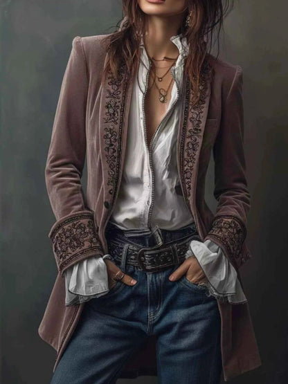 Veste boutonnée à imprimé floral