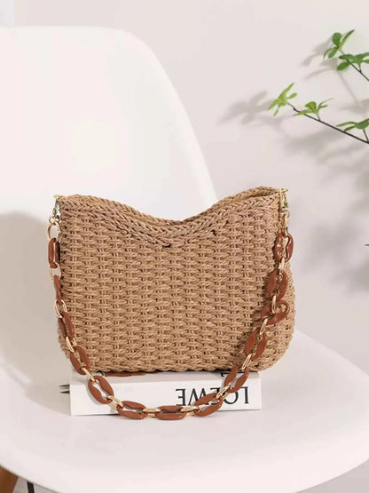 Petit sac à épaule en paille tressée