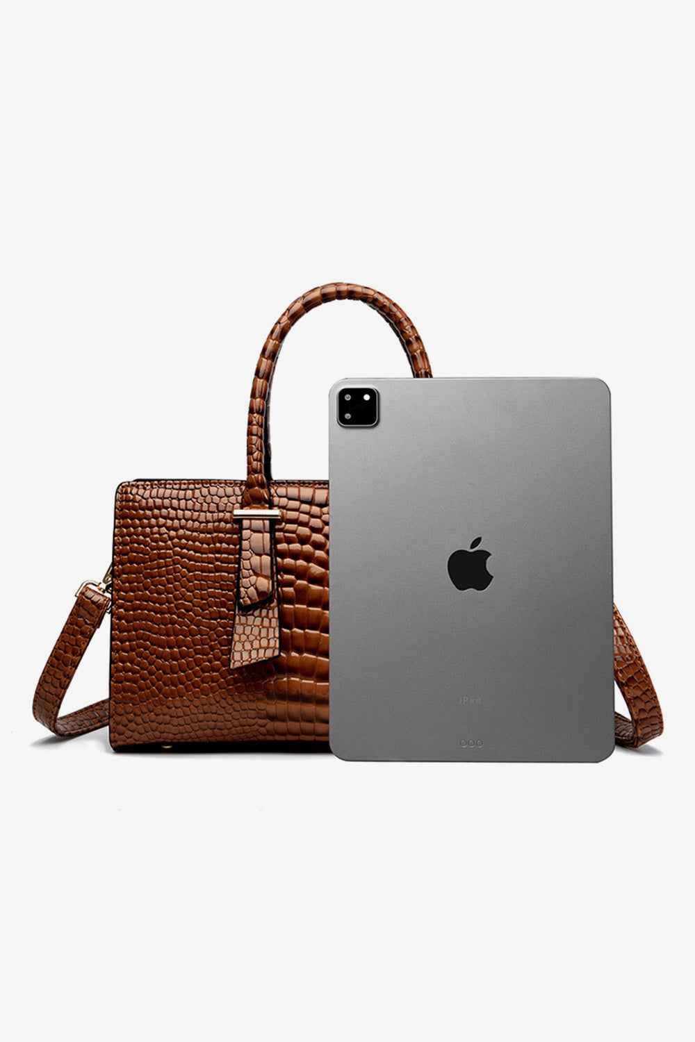 Grand sac en cuir texturé brun foncé