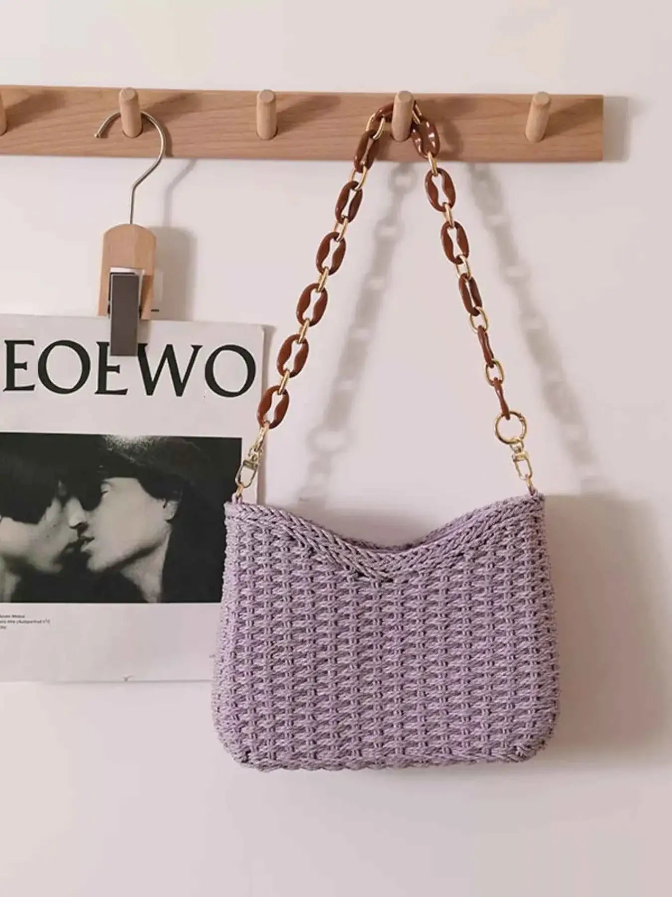 Petit sac à épaule en paille tressée