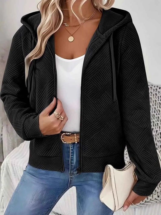 Veste à capuche zippée texturée