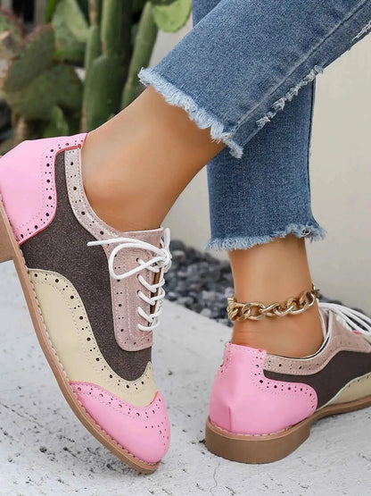 Mocassins bicolores bout rond plates
