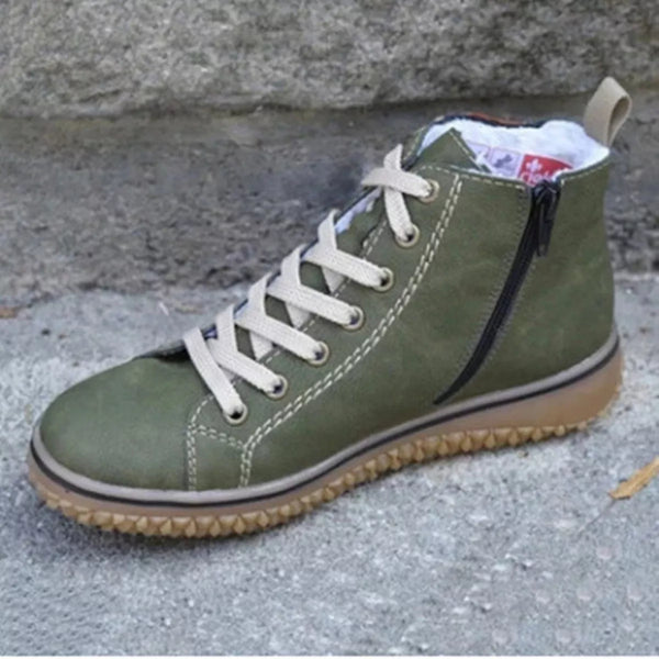 Bottines à lacets en simili-daim doublées polaire — vert, noir