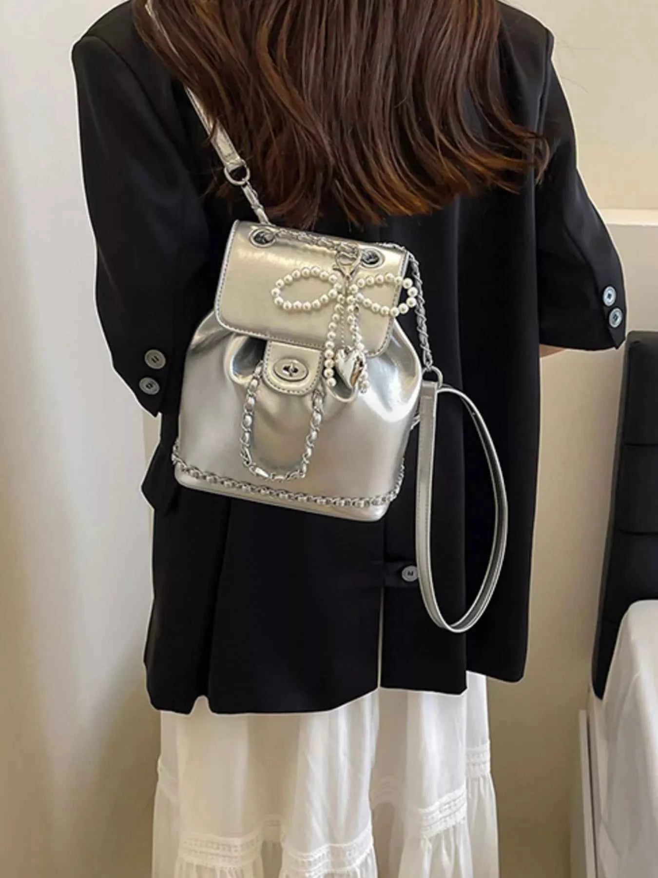 Pearl Decor Backpack Bag