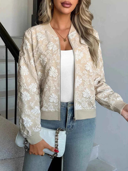 Veste légère zippée à imprimé floral