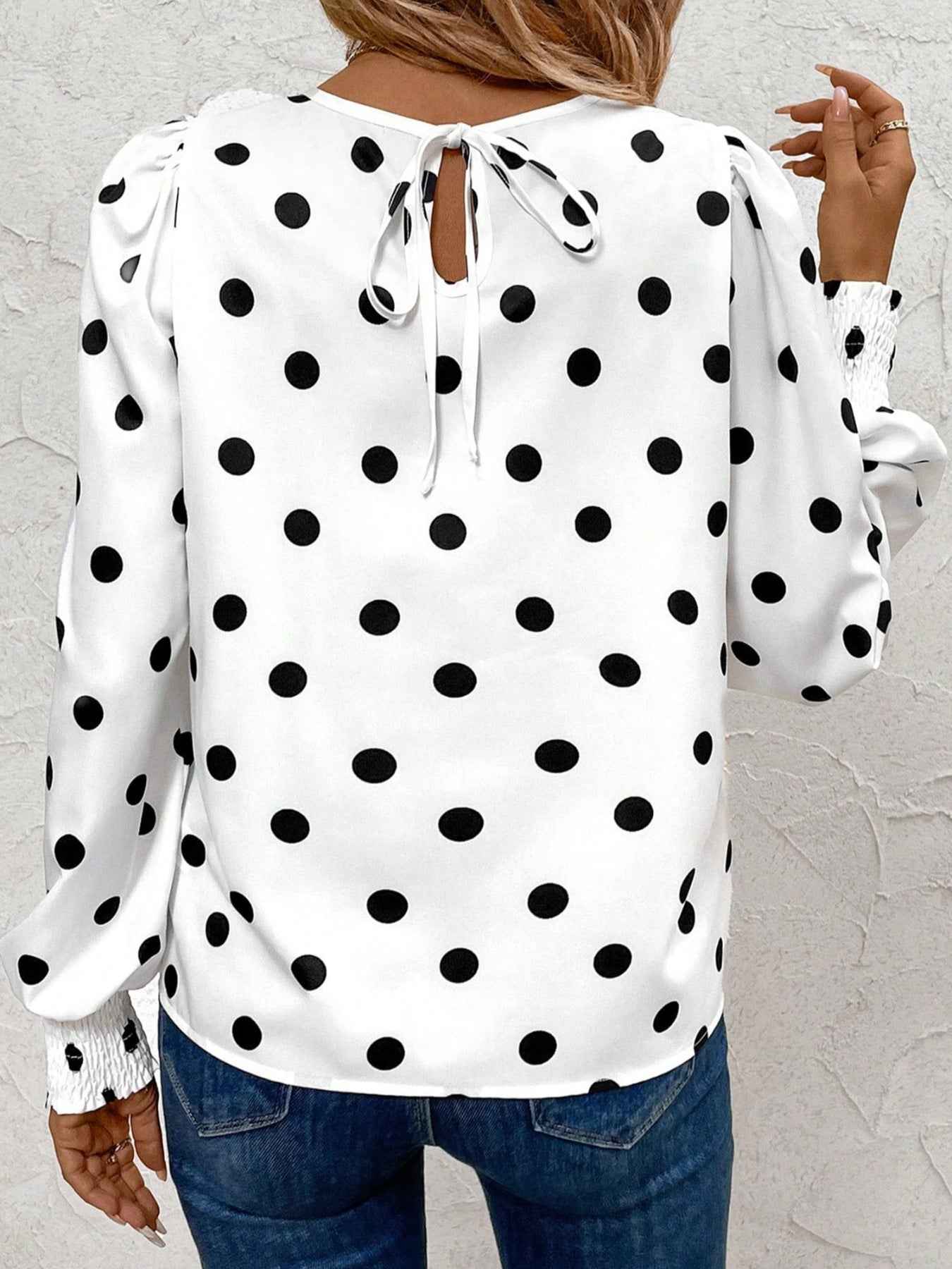 Blouse à pois manches longues