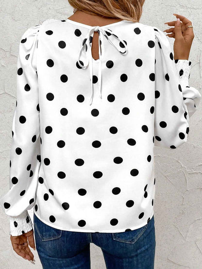 Blouse à pois manches longues