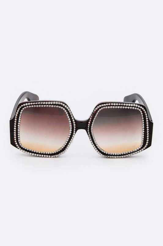 Lunettes de soleil carrées oversize ornées de cristaux