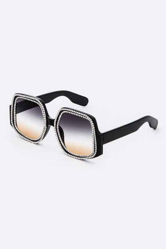 Lunettes de soleil carrées oversize ornées de cristaux