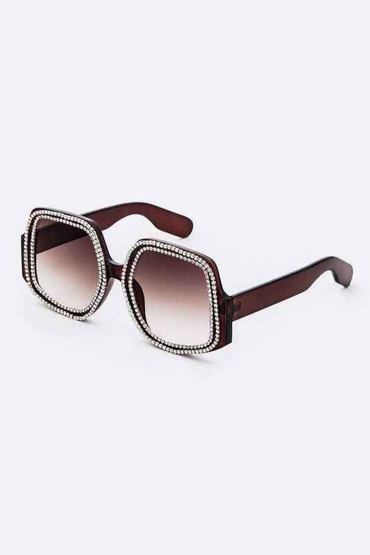 Lunettes de soleil carrées oversize ornées de cristaux