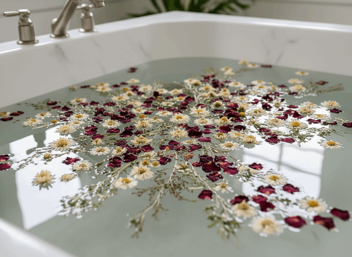 Infusion de bain relaxante aux plantes