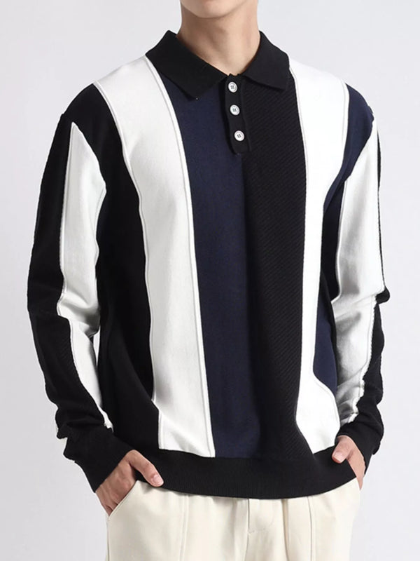 Polo col chemise à rayures color-block