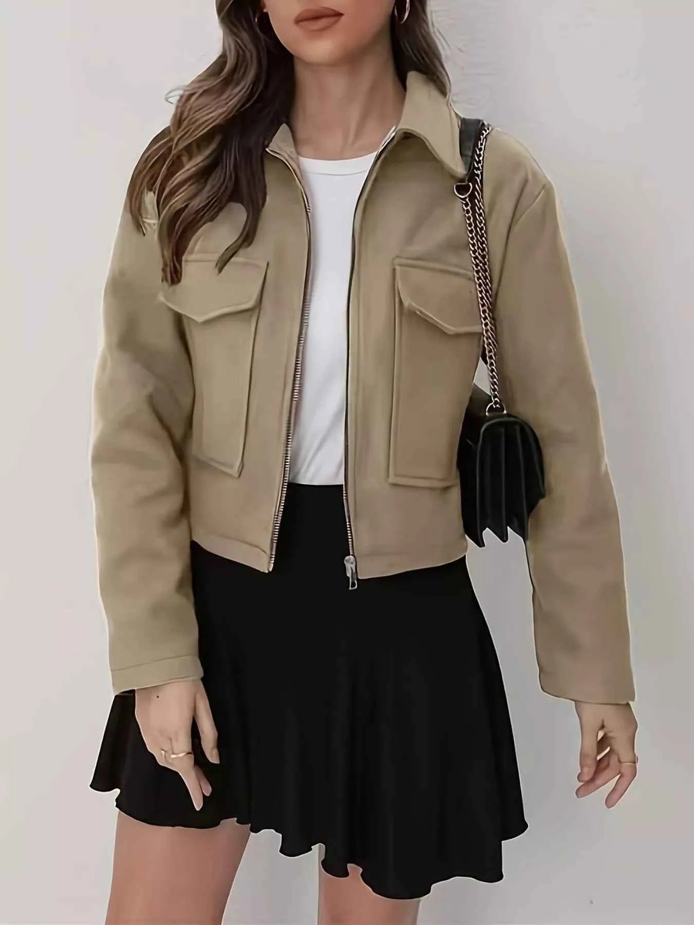 Veste courte zippée à poches