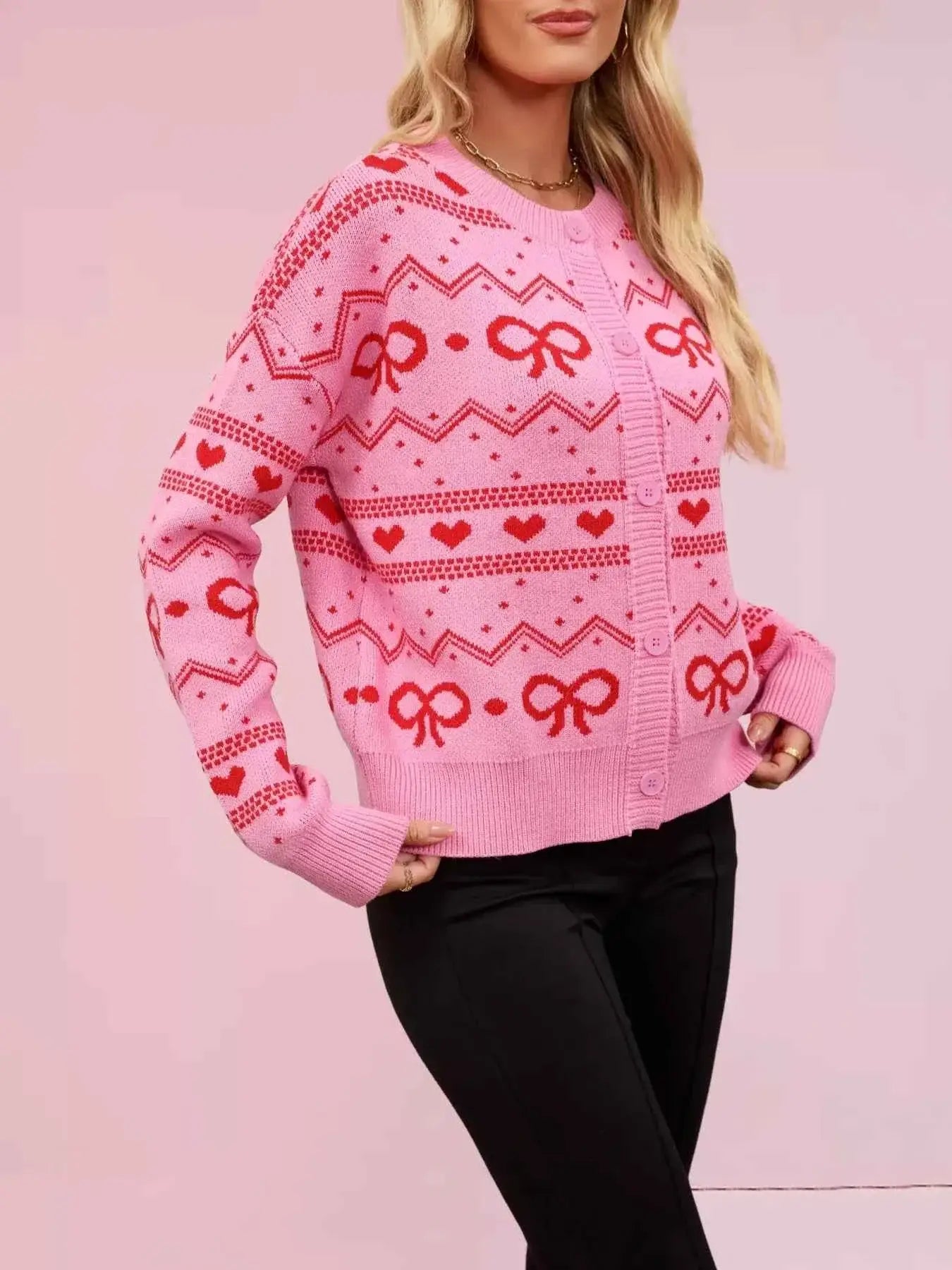 Cardigan en maille motif nœud papillon