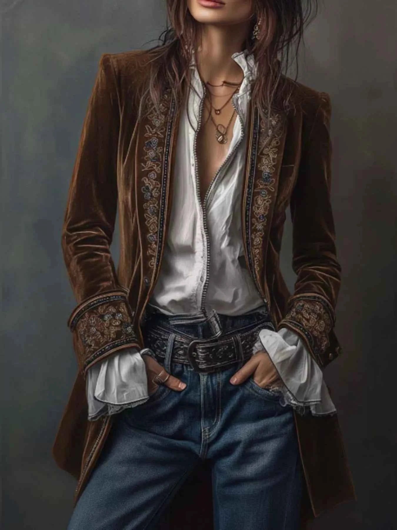 Veste boutonnée à imprimé floral