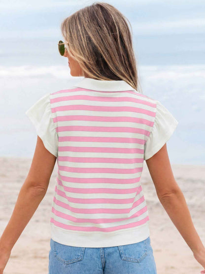 Blouse rayée à manches volantées