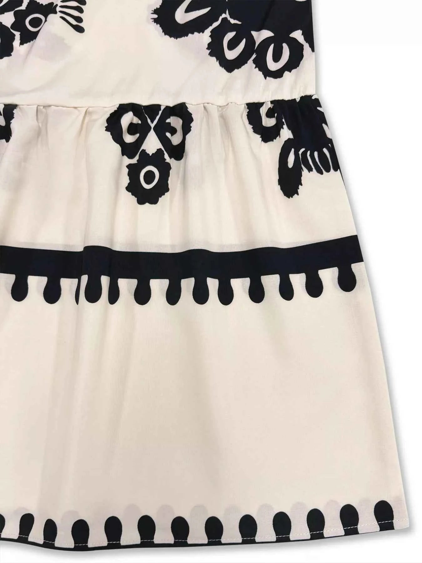 Robe midi bohème à imprimé et volants étagés