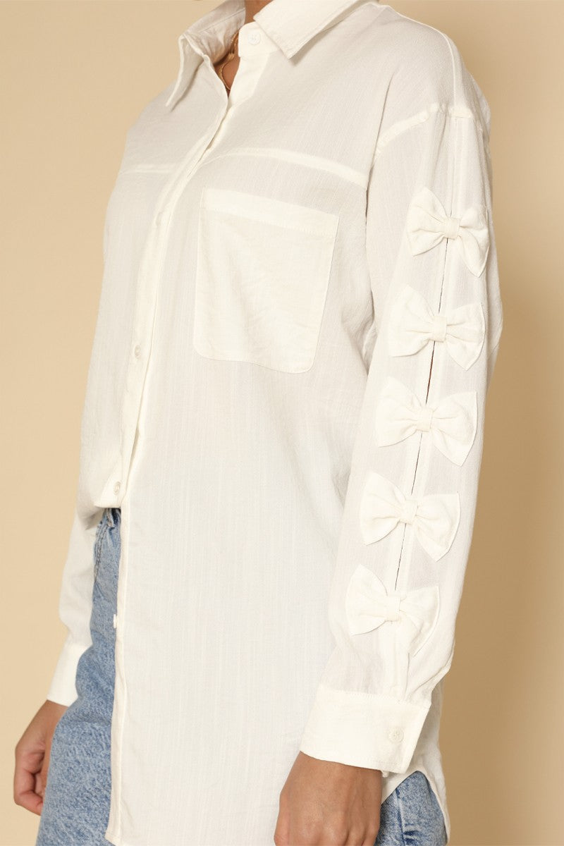 Chemise manches nœuds boutonnage devant femme MyParisMonaco