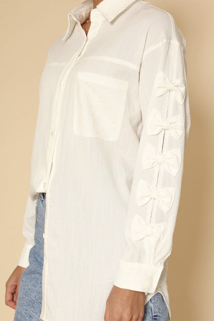 Chemise manches nœuds boutonnage devant femme MyParisMonaco