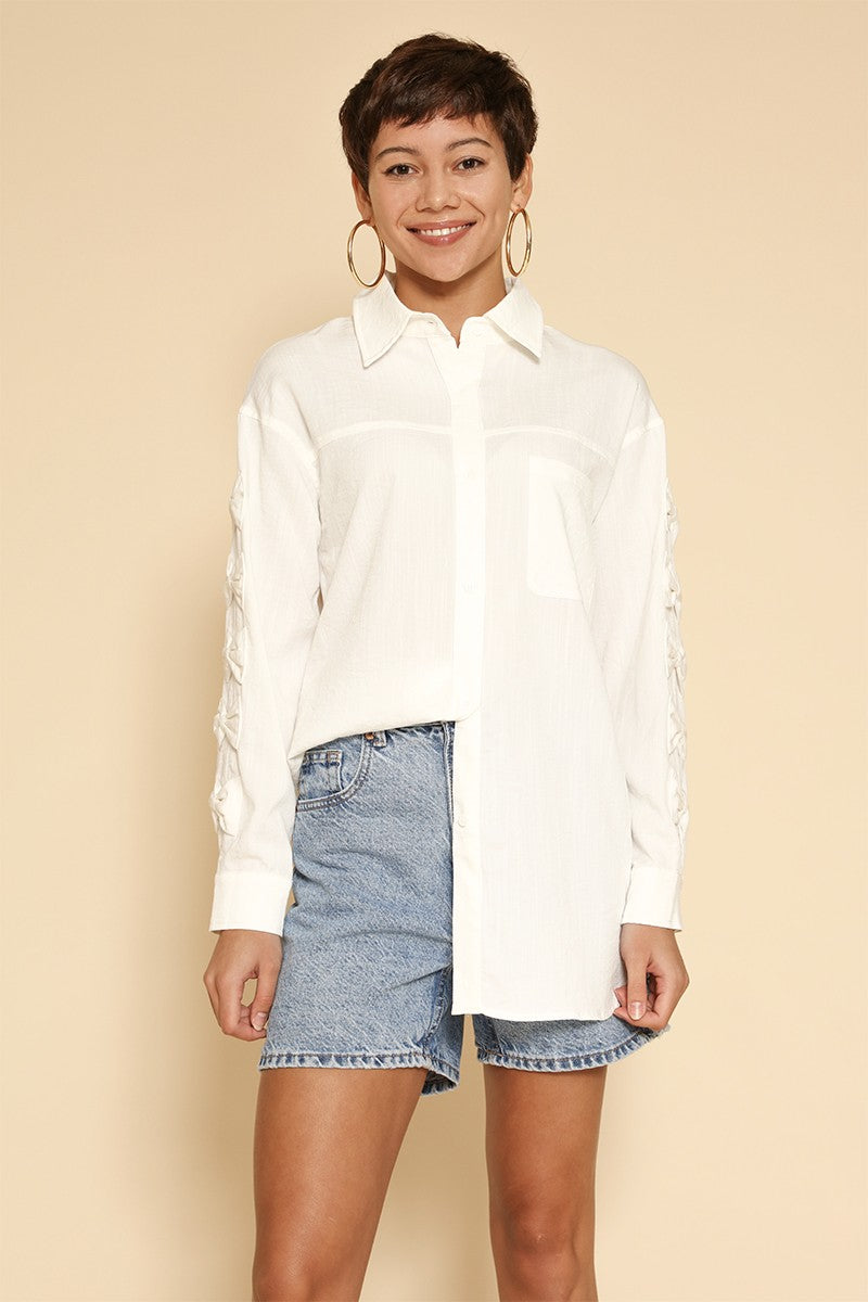 Chemise manches nœuds boutonnage devant femme MyParisMonaco