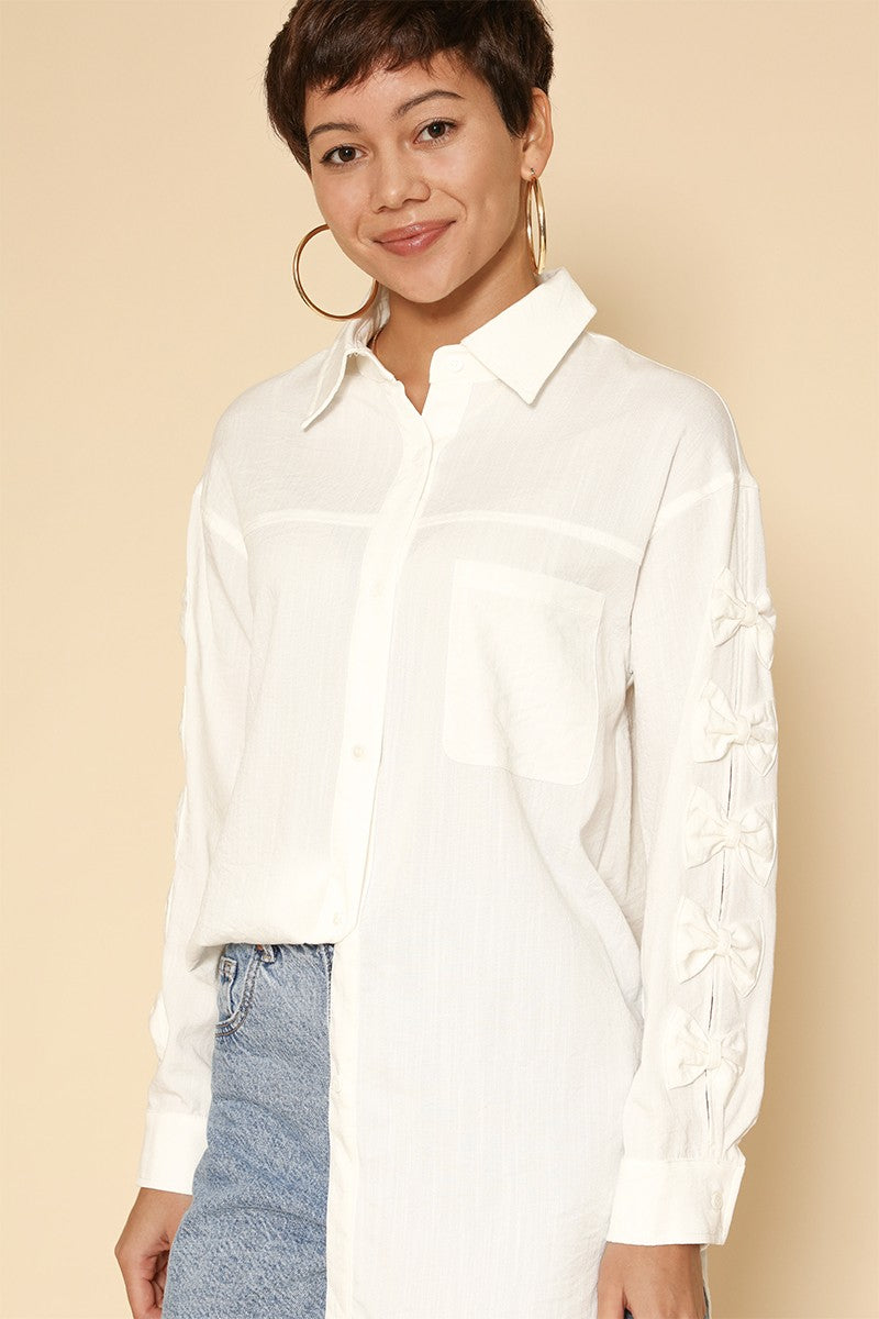 Chemise manches nœuds boutonnage devant femme MyParisMonaco