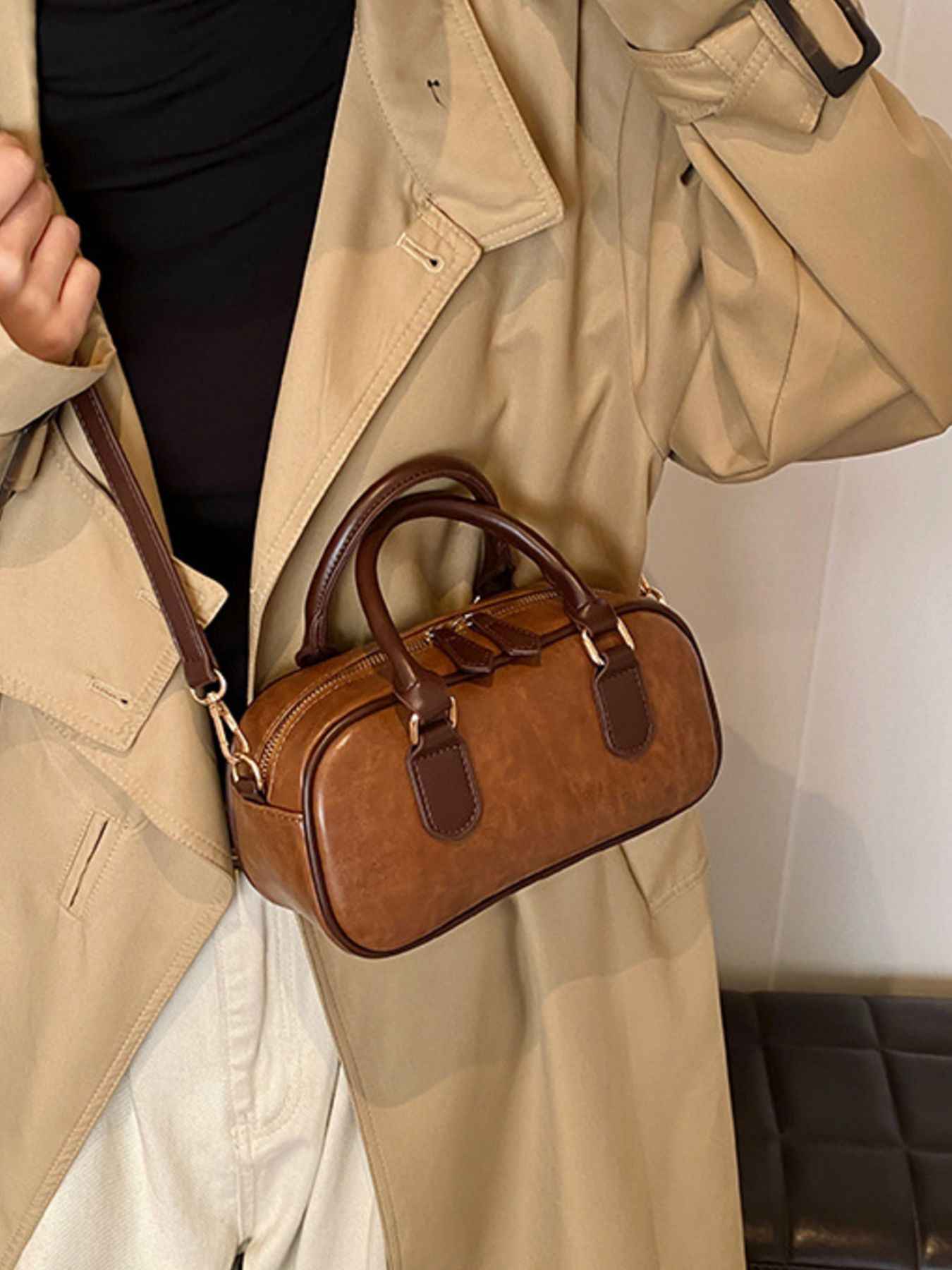 Sac bandoulière tonneau style vintage