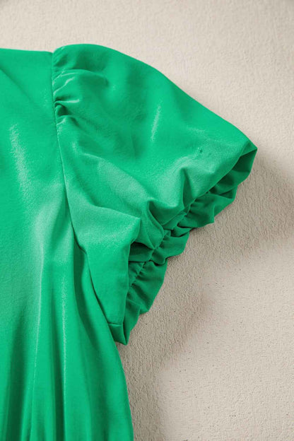 Robe maxi à volants étagés et manches bouffantes