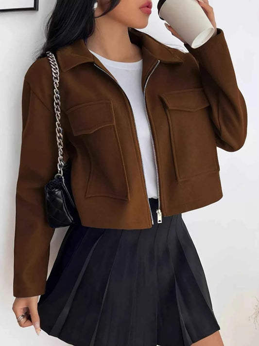 Veste courte zippée à poches